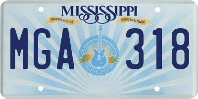 MS license plate MGA318
