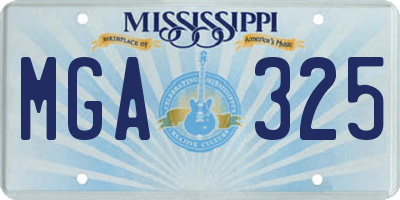 MS license plate MGA325