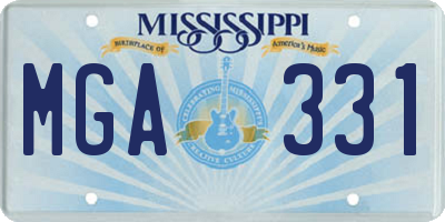 MS license plate MGA331