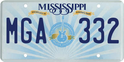 MS license plate MGA332