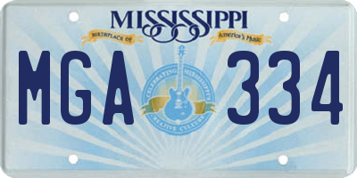 MS license plate MGA334