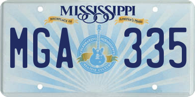 MS license plate MGA335