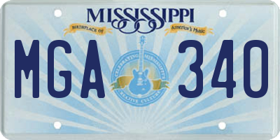 MS license plate MGA340