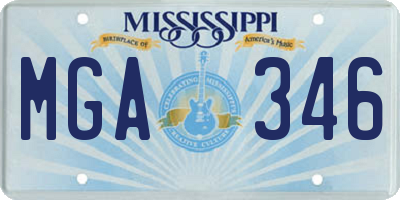 MS license plate MGA346