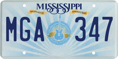 MS license plate MGA347
