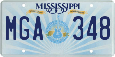 MS license plate MGA348