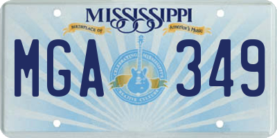MS license plate MGA349