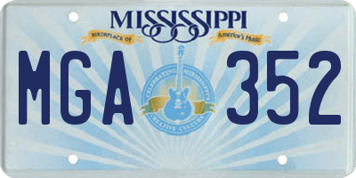 MS license plate MGA352