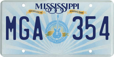 MS license plate MGA354