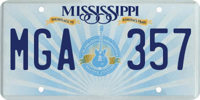 MS license plate MGA357