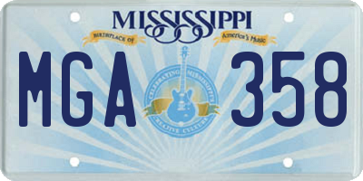 MS license plate MGA358
