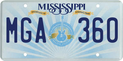 MS license plate MGA360