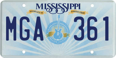 MS license plate MGA361