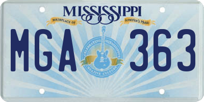 MS license plate MGA363