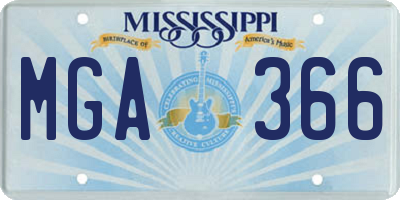 MS license plate MGA366