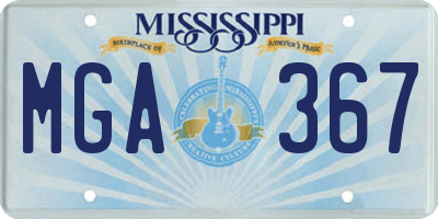 MS license plate MGA367