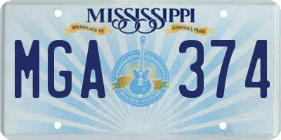 MS license plate MGA374