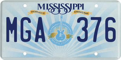MS license plate MGA376