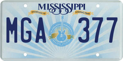 MS license plate MGA377