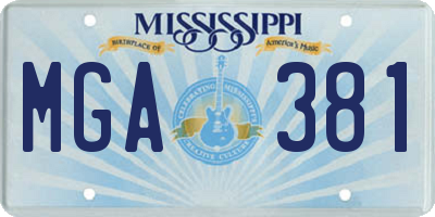 MS license plate MGA381