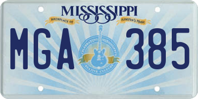 MS license plate MGA385