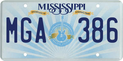 MS license plate MGA386