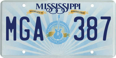 MS license plate MGA387