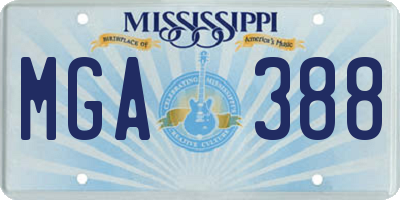 MS license plate MGA388