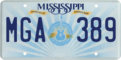 MS license plate MGA389