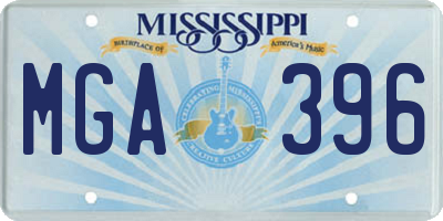 MS license plate MGA396