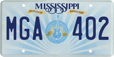 MS license plate MGA402