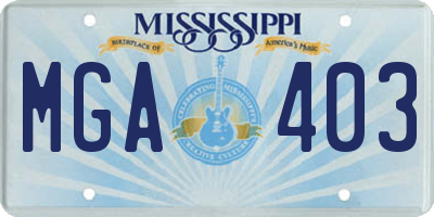 MS license plate MGA403