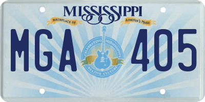 MS license plate MGA405