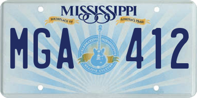 MS license plate MGA412