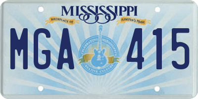 MS license plate MGA415