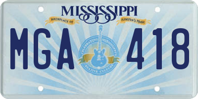 MS license plate MGA418