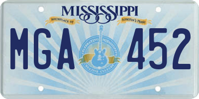 MS license plate MGA452