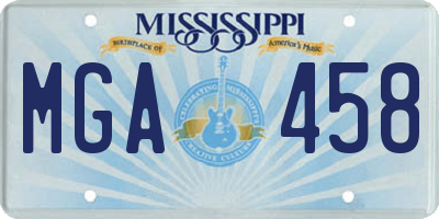 MS license plate MGA458