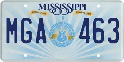 MS license plate MGA463