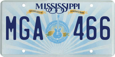 MS license plate MGA466