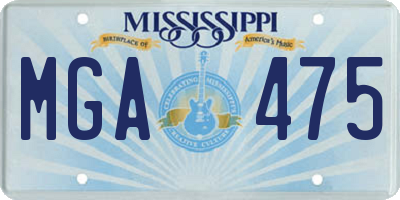 MS license plate MGA475