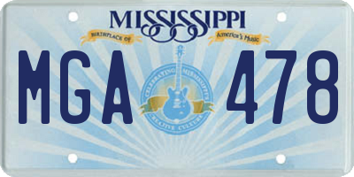 MS license plate MGA478