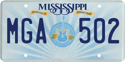 MS license plate MGA502