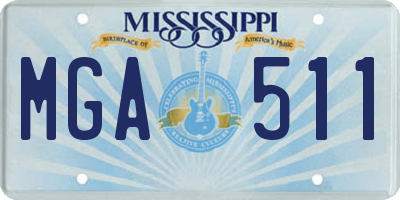 MS license plate MGA511