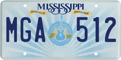 MS license plate MGA512