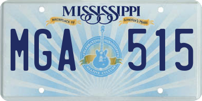 MS license plate MGA515
