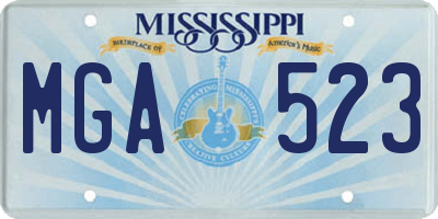 MS license plate MGA523