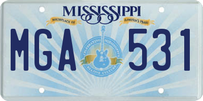MS license plate MGA531