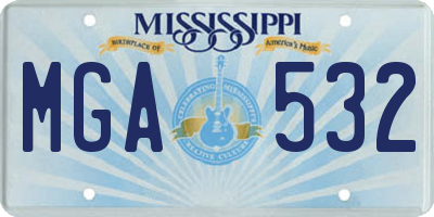 MS license plate MGA532