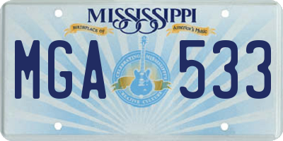 MS license plate MGA533
